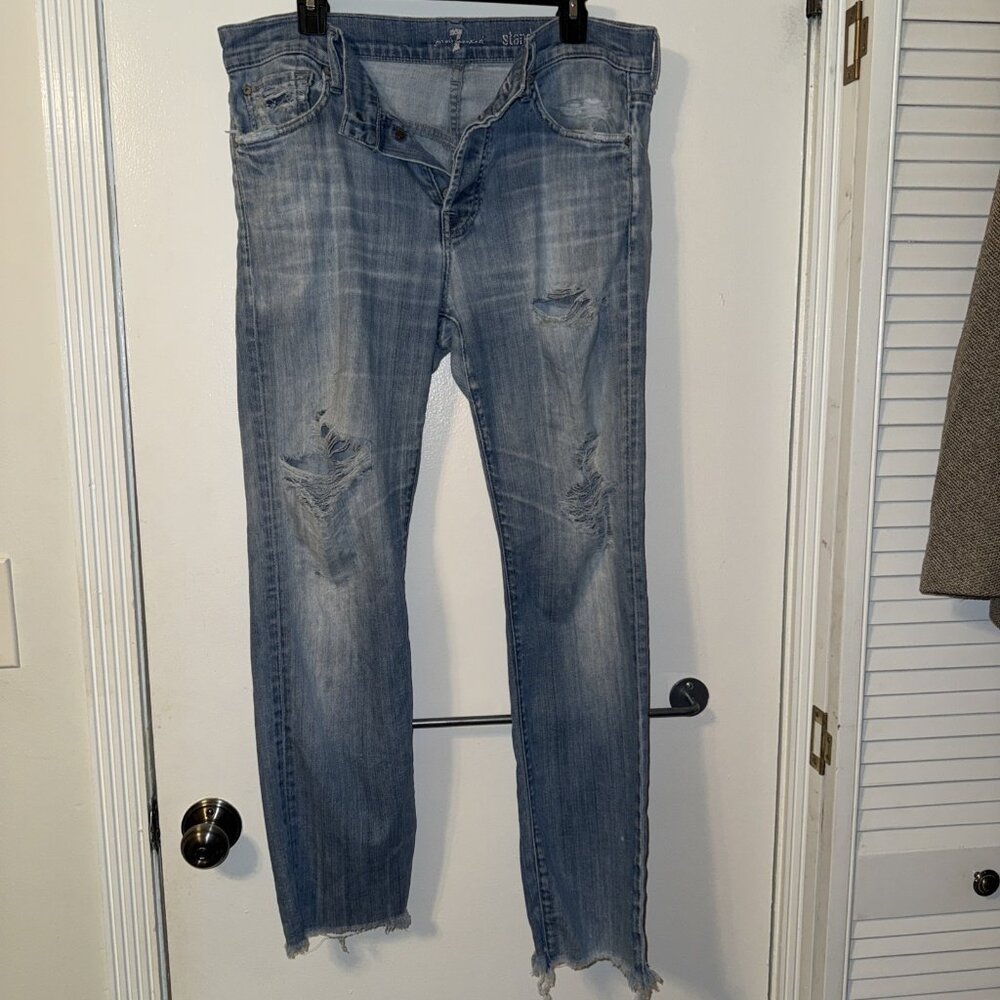 7 for all mankind jeans standard 34 Distressed Button Up